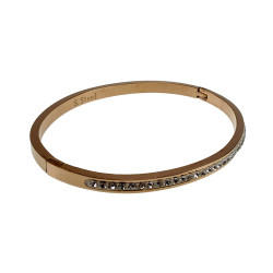Roségoud RVS Bangle Armband met Fonkelende Zirkonia Stenen - Dames