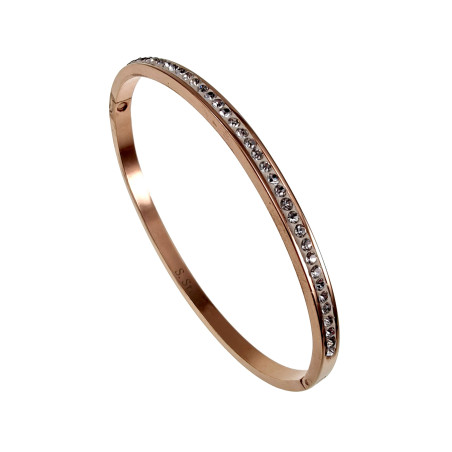 Roségoud RVS Bangle Armband met Fonkelende Zirkonia Stenen - Dames