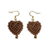 Verguld RVS - Lichtbruine Macramé Hart Oorbellen Dames - Handgemaakt