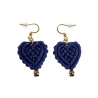 Verguld RVS - Blauwe Macramé Hart Oorbellen Dames - Handgemaakt