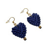 Verguld RVS - Blauwe Macramé Hart Oorbellen Dames - Handgemaakt