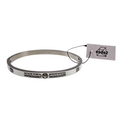 Gepolijst RVS Bangle Armband met Rechthoekige en Ronde Zirkonia Dames
