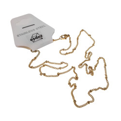 Goudkleurige RVS - Fijne Schakelsketting met Vaste Kralen Lengte 56cm