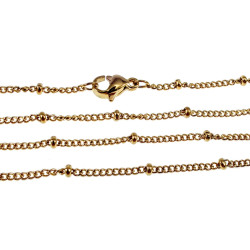 Goudkleurige RVS - Fijne Schakelsketting met Vaste Kralen Lengte 56cm