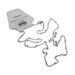 Gepolijst RVS - Fijne Schakelsketting met Vaste Kralen Lengte 55cm