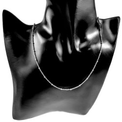 Gepolijst RVS - Fijne Schakelsketting met Vaste Kralen Lengte 55cm