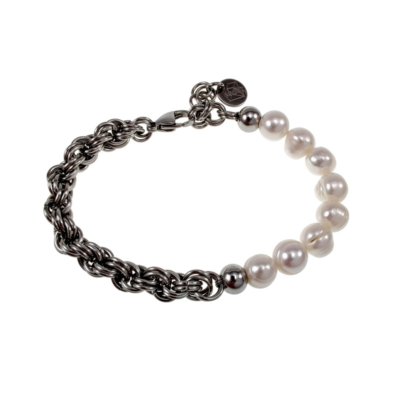 Handgemaakt RVS Kordarmband met Natuurlijke Zoetwaterparels Unisex