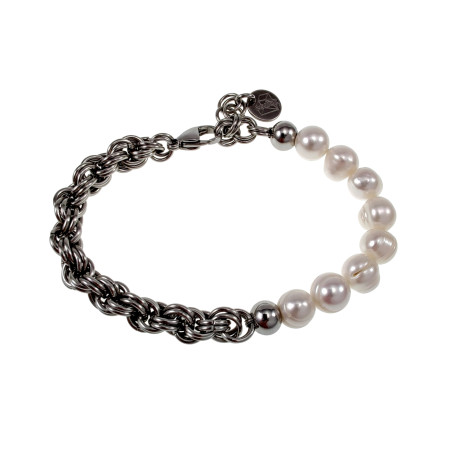 Handgemaakt RVS Kordarmband met Natuurlijke Zoetwaterparels Unisex