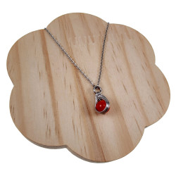 RVS Cabelketting met Rode Kattenoogsteen Hanger - Verstelbaar 45-50cm