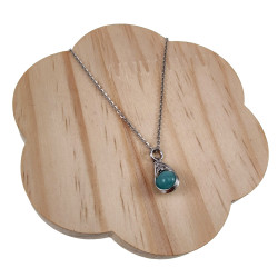 Dames RVS Cabelketting met Turquoise Kattenoogsteen Hanger - 45-50cm