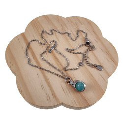 Dames RVS Cabelketting met Turquoise Kattenoogsteen Hanger - 45-50cm