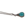 Dames RVS Cabelketting met Turquoise Kattenoogsteen Hanger - 45-50cm
