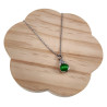 Dames RVS Cabelketting met Groene Kattenoogsteen Hanger - 45-50cm