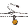 Dames RVS Cabelketting met Ambergele Kattenoogsteen Hanger - 45-50cm