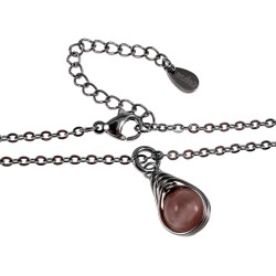 Dames RVS Cabelketting met Paarse Kattenoogsteen Hanger - 45-50cm