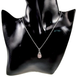 Dames RVS Cabelketting met Paarse Kattenoogsteen Hanger - 45-50cm