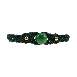 Verguld RVS - Groene Micro-Macramé Armband met Groene Jadesteen Dames