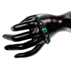 Verguld RVS - Groene Micro-Macramé Armband met Groene Jadesteen Dames