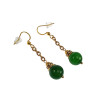 Kerst Oorbellen met Groene Jadesteen Dames - Verguld RVS Lengte 47mm