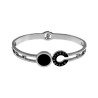 Gepolijst RVS Bangle met Zwarte Details, Romeinse Letters en Zirkonia