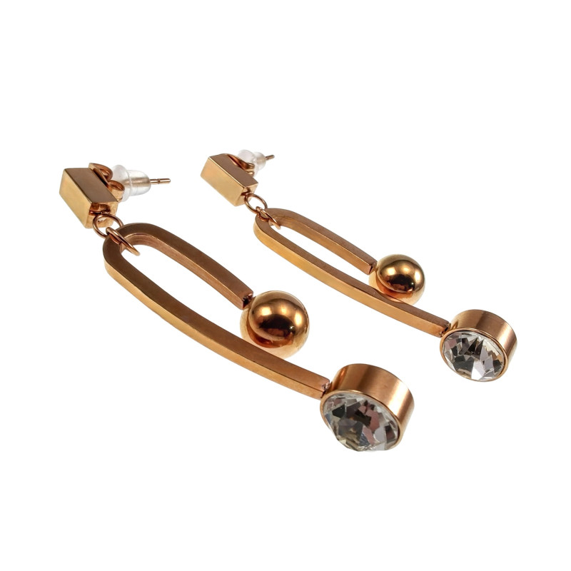 Lange Oorbellen Dames - Roségoud Vergulde RVS - Minimalistisch Design