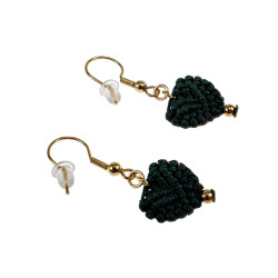 Verguld RVS - Groene Micro-Macramé Hart Oorbellen - Dames Handgemaakt