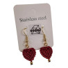 Verguld RVS - Bordeauxrood Micro-Macramé Hart Oorbellen - Handgemaakt