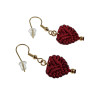 Verguld RVS - Bordeauxrood Micro-Macramé Hart Oorbellen - Handgemaakt