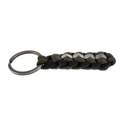Zwart-Groen Paracord Sleutelhanger met RVS Hexmoeren - Handgemaakt
