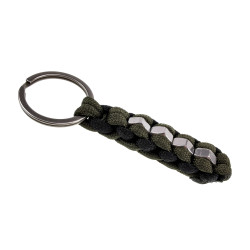Zwart-Groen Paracord Sleutelhanger met RVS Hexmoeren - Handgemaakt