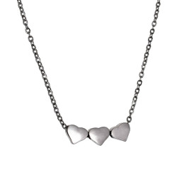 Dames - RVS - Fijne Kabelketting met Drie Hartjes - Lengte 50cm