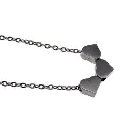 Dames - RVS - Fijne Kabelketting met Drie Hartjes - Lengte 50cm