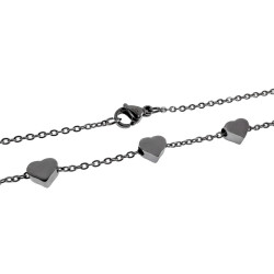 Dames - RVS - Fijne Kabelketting met Drie Hartjes - Lengte 50cm