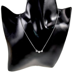 Dames - RVS - Fijne Kabelketting met Drie Hartjes - Lengte 50cm