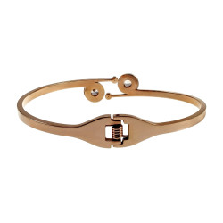 Roségoudkleurig RVS - Bangle Armband met Zirkonia en Romeinse Cijfers