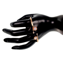 Roségoudkleurig RVS - Bangle Armband met Zirkonia en Romeinse Cijfers