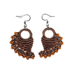 Dames - Engelvleugel Oorbellen van Micro Macramé en RVS - Handgemaakt