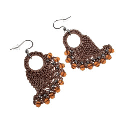 Dames - Engelvleugel Oorbellen van Micro Macramé en RVS - Handgemaakt