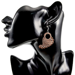 Dames - Engelvleugel Oorbellen van Micro Macramé en RVS - Handgemaakt