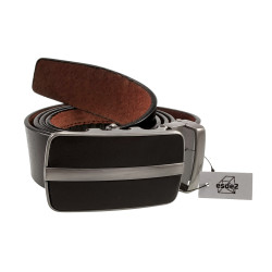Donkerbruin Glanzend Echt Leer - Automatische Riem zonder Gaatjes