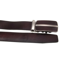 Donkerbruin Glanzend Echt Leer - Automatische Riem zonder Gaatjes