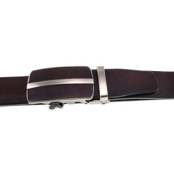 Donkerbruin Glanzend Echt Leer - Automatische Riem zonder Gaatjes