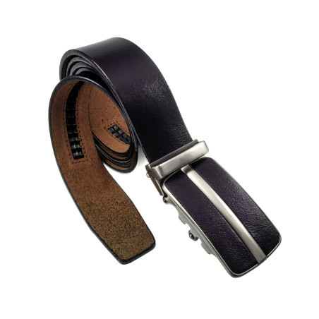 Donkerblauwe Bijna Zwart Echt Leer - Automatische Riem zonder Gaatjes