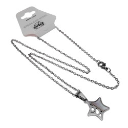 Dames RVS Kabelketting en Ster Hanger met Natuurparelmoer Lengte 50cm