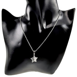 Dames RVS Kabelketting en Ster Hanger met Natuurparelmoer Lengte 50cm