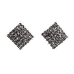 Clip-on Oorbellen - Vierkante Oorclips met Strass - Oorbellen Dames