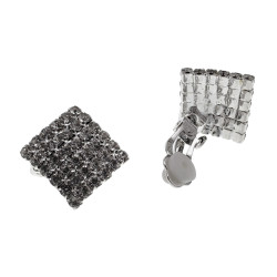 Clip-on Oorbellen - Vierkante Oorclips met Strass - Oorbellen Dames