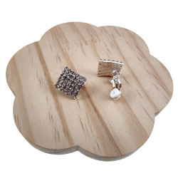 Clip-on Oorbellen - Vierkante Oorclips met Strass - Oorbellen Dames