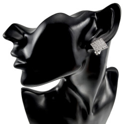 Clip-on Oorbellen - Vierkante Oorclips met Strass - Oorbellen Dames