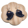 Dames Engelvleugel Oorbellen van Donkerblauw Micro Macramé en RVS